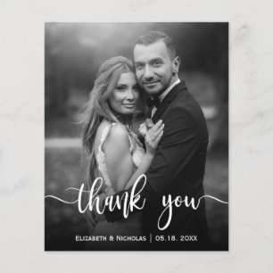 Budget Elegant Black White Photo Wedding Thank You