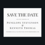 Budget Elegant Black White Save The Date Postcard<br><div class="desc">Budget Classic Elegant Black and White Typography Wedding Save the Date Postcard</div>