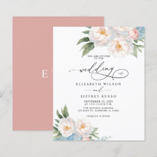 Budget Elegant Blush Floral Wedding invitations