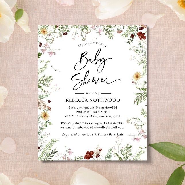 Budget Elegant Boho Baby Shower Invitation (Creator Uploaded)