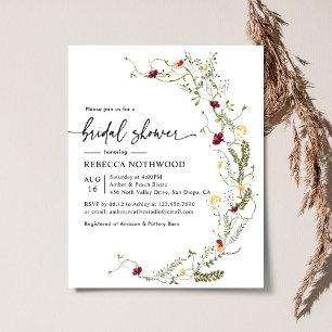 Budget Elegant Boho Bridal Shower Invitation