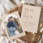 Budget Elegant Boho Save the Date Photo Minimalist<br><div class="desc">Budget Wedding Boho Terracotta Save the Date Cards that have a photo on the front. The Save the Date cards contain a modern hand lettered cursive script typography that are elegant,  simple and modern to use after you minimalist simple wedding day celebration.</div>