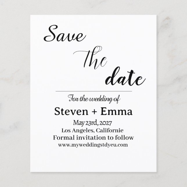 Budget elegant Boho Wedding Save the Date Flyer (Front)