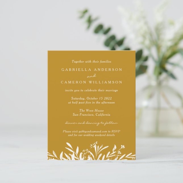 Budget Elegant Botanical Mustard Boho Wedding (Standing Front)