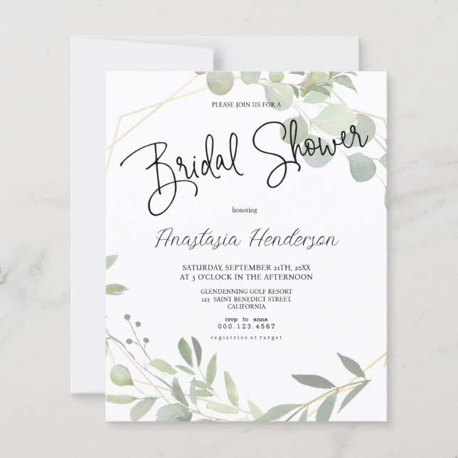 Budget Elegant Bridal shower. (Front)