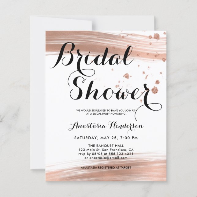 Budget Elegant Bridal Shower Invitation. (Front)