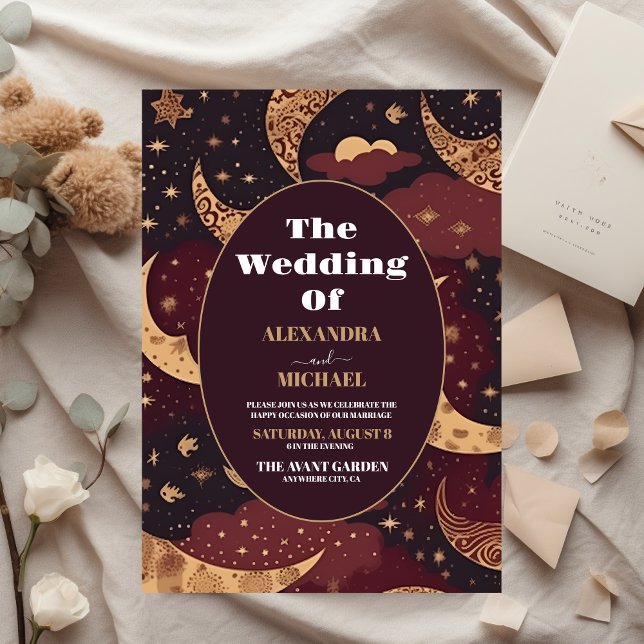 Budget Elegant Burgundy Gold Celestial Wedding (Creator Uploaded)