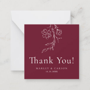 Budget Elegant Burgundy Wedding Thank You Card