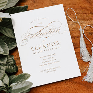 Budget Elegant Calligraphy Graduation Party Invitation