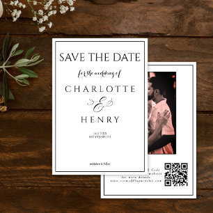 Budget Elegant Calligraphy Photo QR Code  Save The Date
