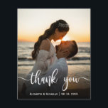 Budget Elegant Calligraphy Photo Wedding Thank You<br><div class="desc">Budget Elegant Romantic Calligraphy Custom 2 Photo Wedding Thank You Affordable Low Budget Thin Card. Send thanks to your friends and family for being part of your special day with this custom personalised thank you. It features an elegant and stylish white calligraphy swash tail font script text overlay design. ***PLEASE...</div>