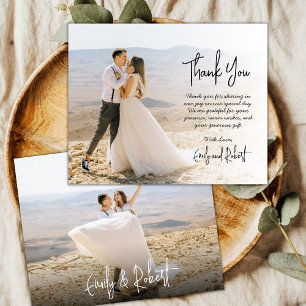 Budget Elegant Calligraphy Photo Wedding Thank You Flyer