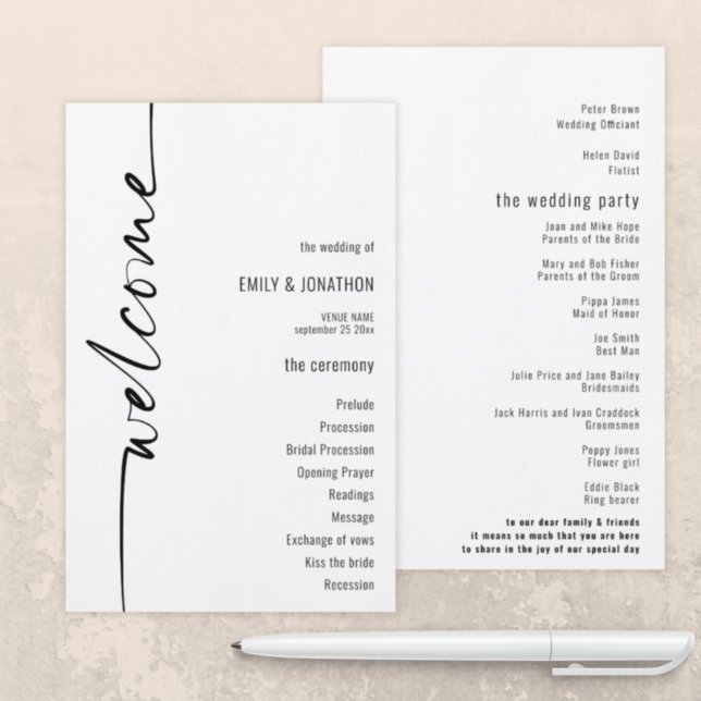 BUDGET Elegant Calligraphy Wedding Program (Creator Uploaded)