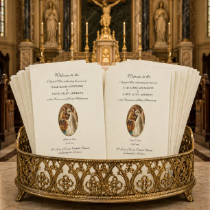 Budget Elegant Catholic Wedding Program Stationery