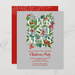 Budget Elegant Christmas Greenery Invitations