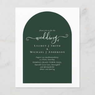 BUDGET Elegant Emerald Green Typography Wedding Flyer