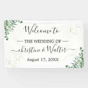 Budget Elegant Eucalyptus Leaves Wedding Party Banner