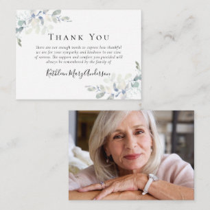 BUDGET Elegant Eucalyptus Photo Funeral Thank You Card