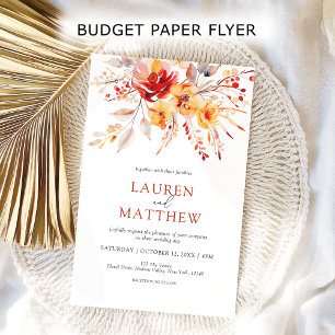 Budget Elegant Floral Fall Wedding Invitation Flyer