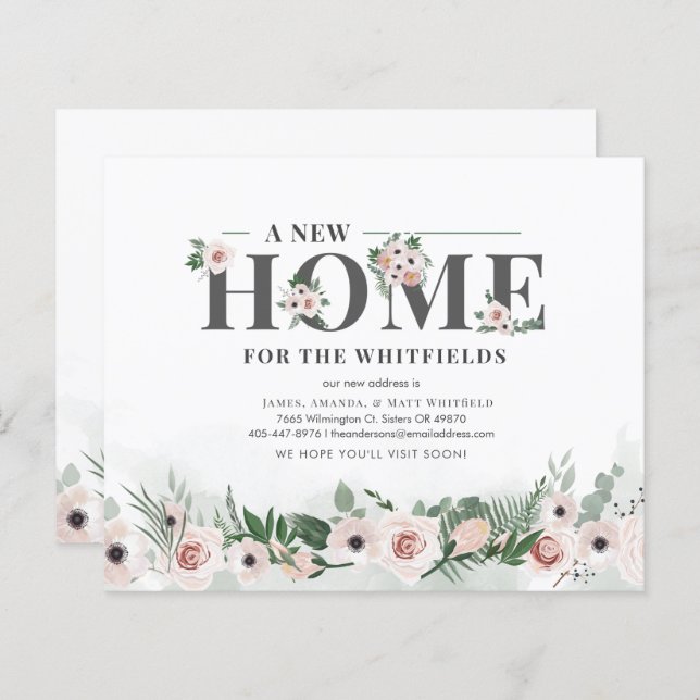 Budget Elegant Floral Moving Announcement (Front/Back)
