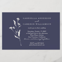 Budget Elegant Floral Navy Blue Ivory Wedding