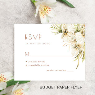 Budget elegant floral pampas wedding RSVP Flyer