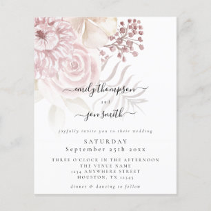Budget Elegant Florals Script Wedding Invitation