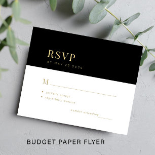 Budget elegant gold black typography wedding RSVP Flyer
