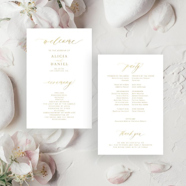 Budget elegant gold typography wedding program (Creator Uploaded)
