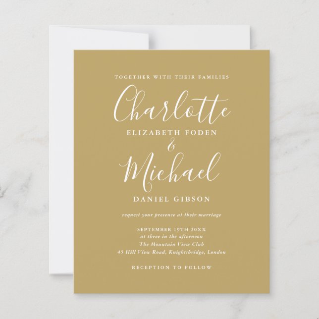 Budget Elegant Gold Wedding Invitation (Front)