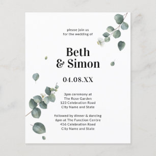 Budget Elegant Green & White Watercolor Wedding