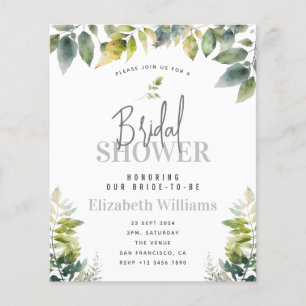 BUDGET Elegant Greenery Bridal Shower Invitation