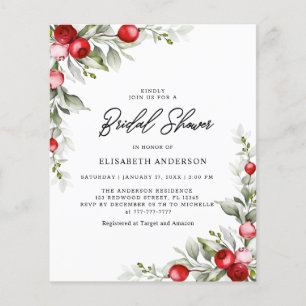 Budget Elegant Greenery Winter Bridal Shower Flyer