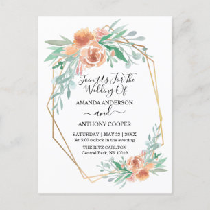 Budget elegant invitation reception rsvp postcard