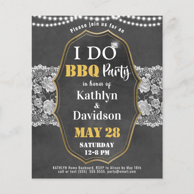 BUDGET Elegant Lace I DO Engagement Invitation (Front)