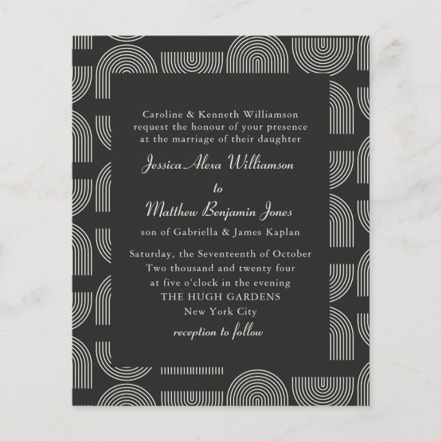 Budget Elegant Lines Formal Black White Wedding (Front)