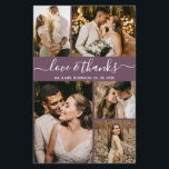 Budget Elegant Mauve Photo Wedding Thank You Flyer<br><div class="desc">Budget Elegant Mauve Script Wedding 5 Photo Collage Thank You personalised affordable low budget flyer. Modern wedding thank you template featuring five (5) photo on the front and one (1) photo on the back. On the front of paper "Love and thanks" typography script in a swirly hand lettered font type...</div>