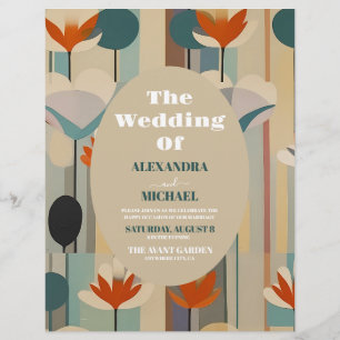Budget Elegant Mid Century Floral Wedding Flyer