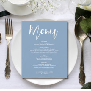 Budget Elegant Minimalist Dusty Blue Menu Flyer