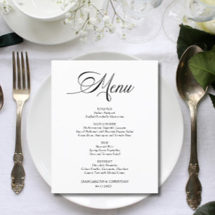 Budget Elegant Minimalist Wedding Menu