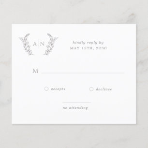Budget elegant modern monogram wedding RSVP