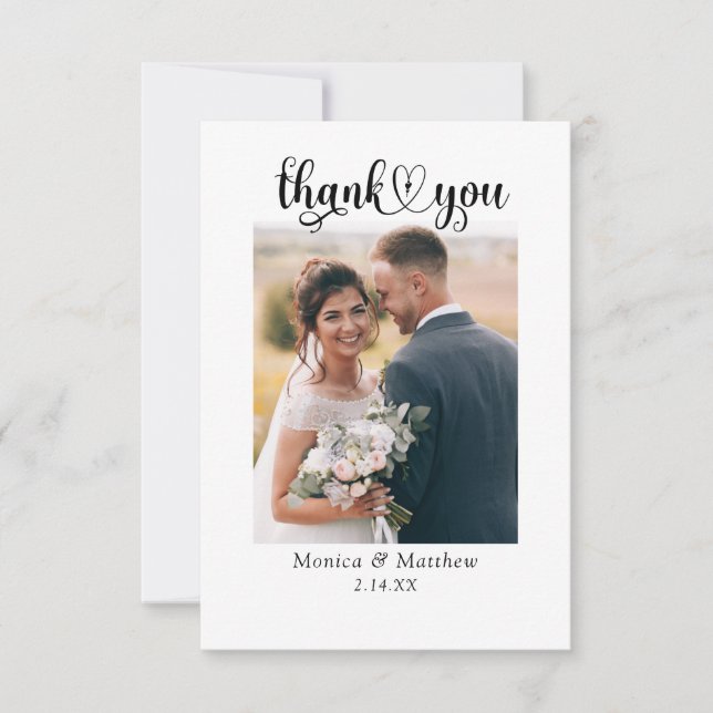 Budget Elegant Modern Script Photo Thank You Card (Front)