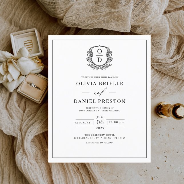 Budget Elegant Monogram Elegant Wedding Invitation (Creator Uploaded)