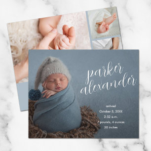 Budget Elegant Photo Collage Birth Announcement