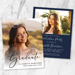 Budget Elegant Photo Graduation Party Invitation