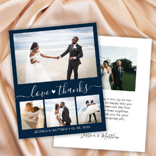 Budget Elegant Photo Navy Wedding Thank You Card 