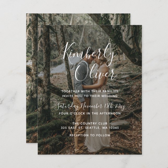 Budget Elegant Photo Overlay Wedding Invitation (Front/Back)