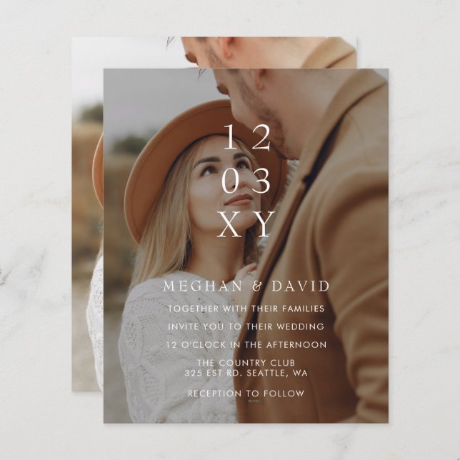 Budget Elegant Photo Overlay Wedding Invitation (Front/Back)