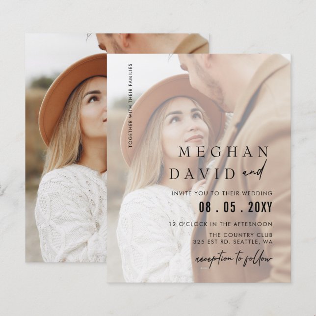 Budget Elegant Photo Overlay Wedding Invitation (Front/Back)