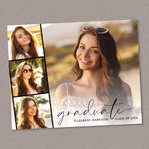Budget Elegant Photo Strip Graduation Announcement